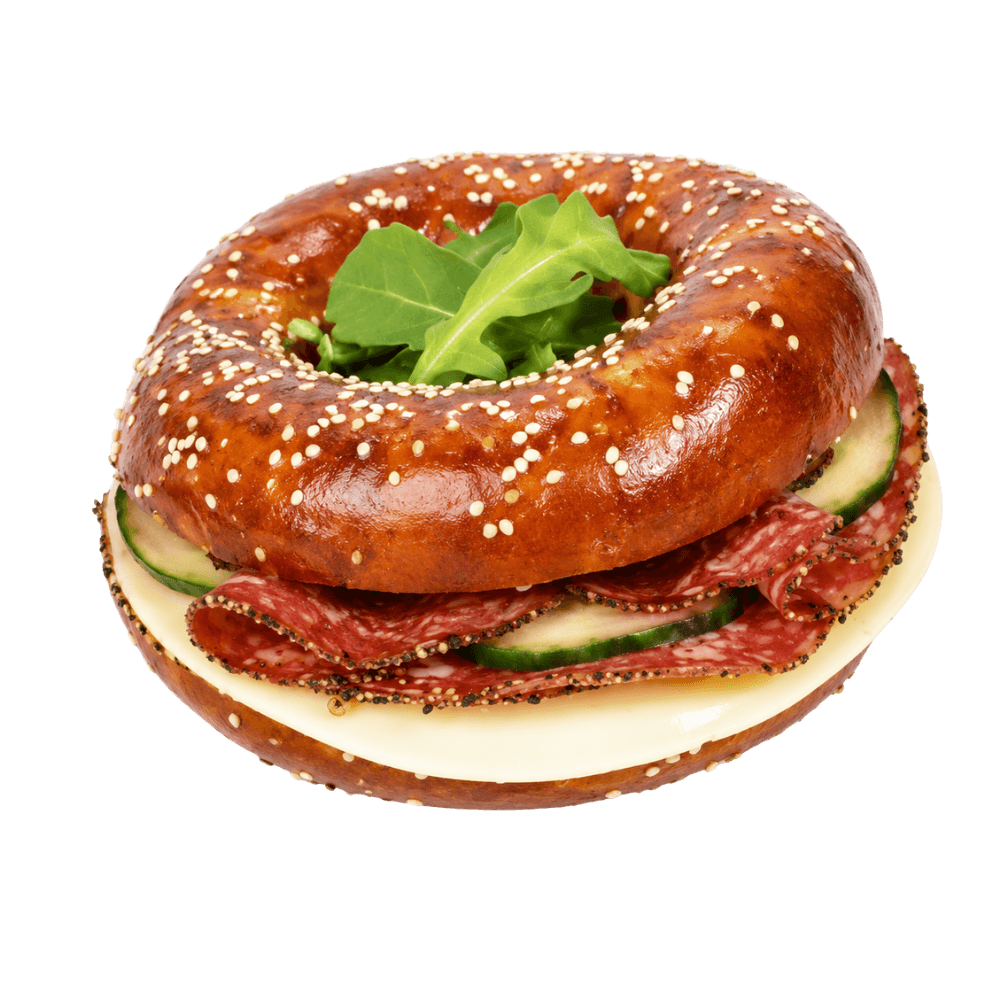Laugenbagel mit Pfeffersalami (Schwein)