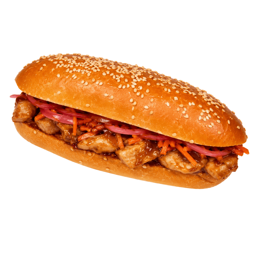Sesambrötchen mit Poulet Teriyaki