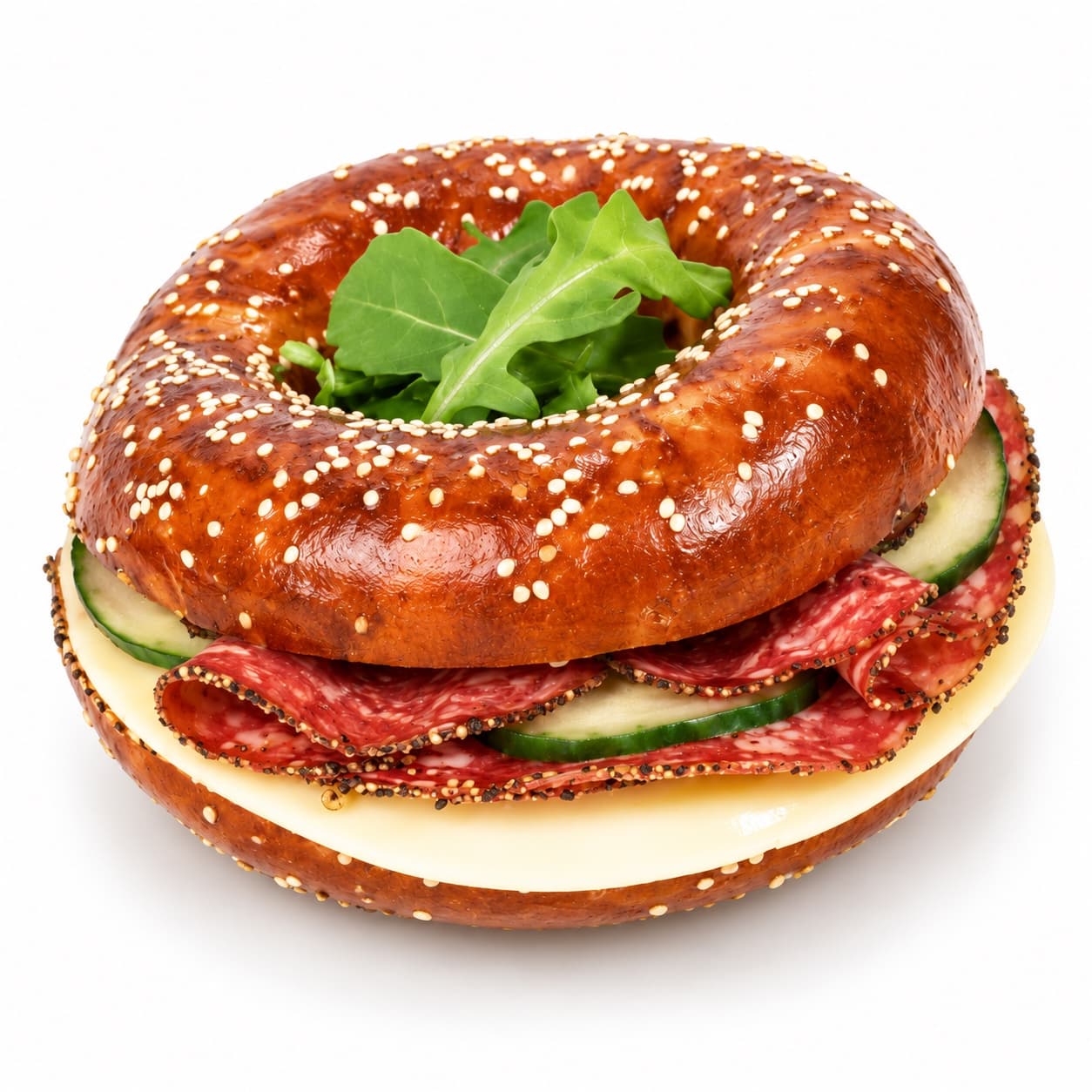 Laugenbagel mit Pfeffersalami (Schwein)